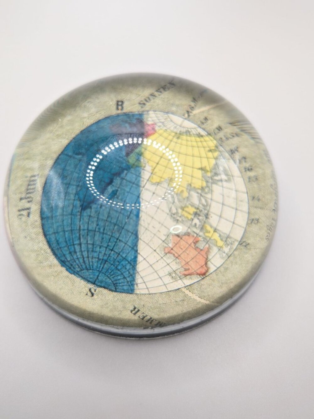 John Derian Signed Decoupage Dome Paperweight Hand Made Celestial Globe Map
